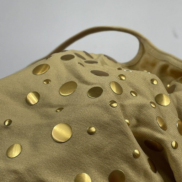 🚨 10 / $20 🚨 Body By Victoria Womens Size Medium Gold Studded Crop Tank Top - Picture 4 of 12
